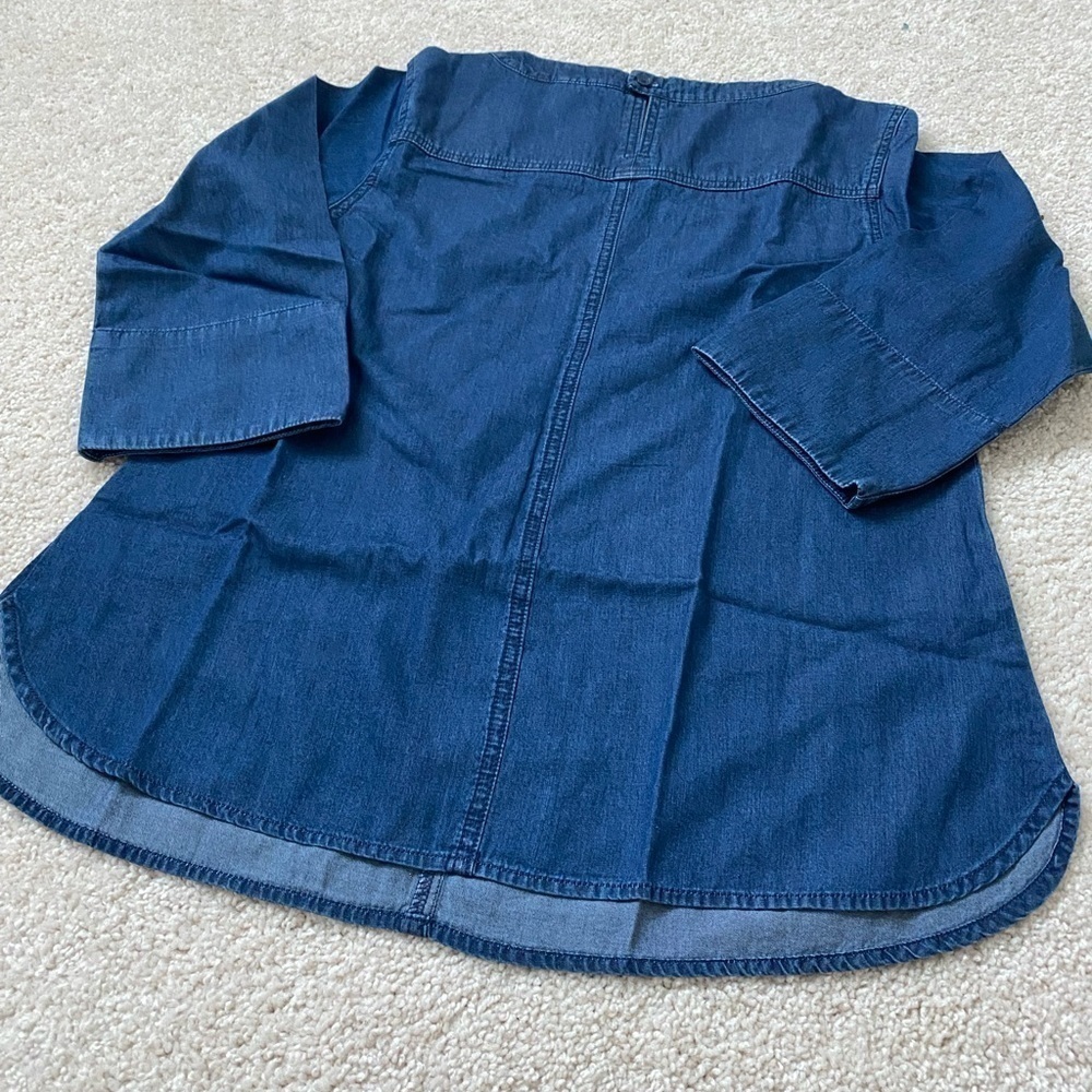 Joan Rivers Lightweight Denim Top Medium Blue Color Wash XX-Small